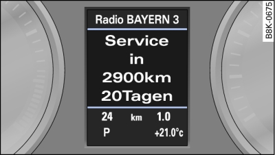 Instrument cluster display: Service interval display